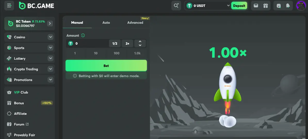 Put down your bet and set your multiplier