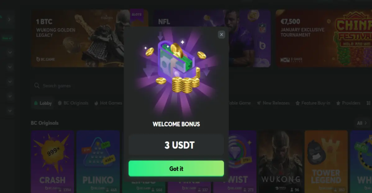 welcome bonus
